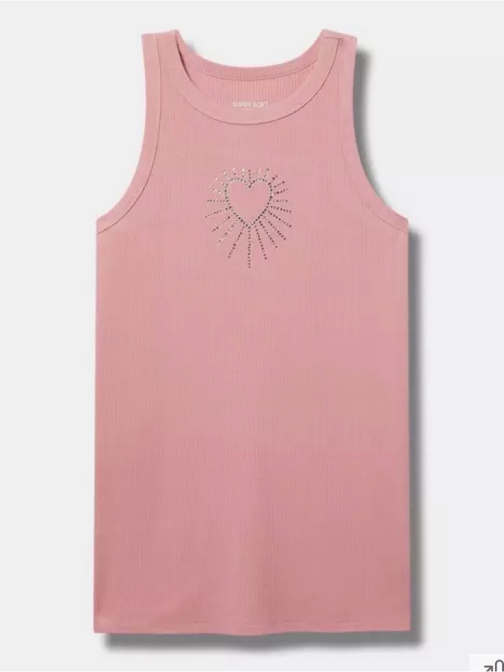 Torrid Super Soft Rib High Neck Tank Rhinestone Heart size 3X